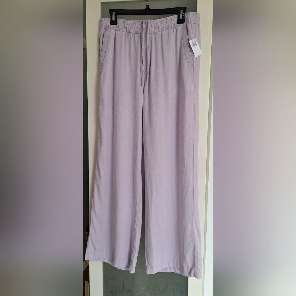 NWT Old Navy M Lavender Wide-Leg Linen Pants - Picture 3 of 8
